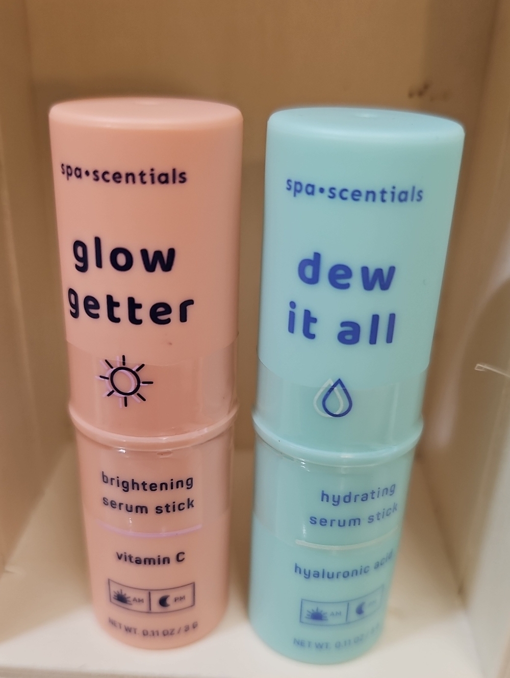 Spa•Scentials glow better & dew it all travel size serum sticks